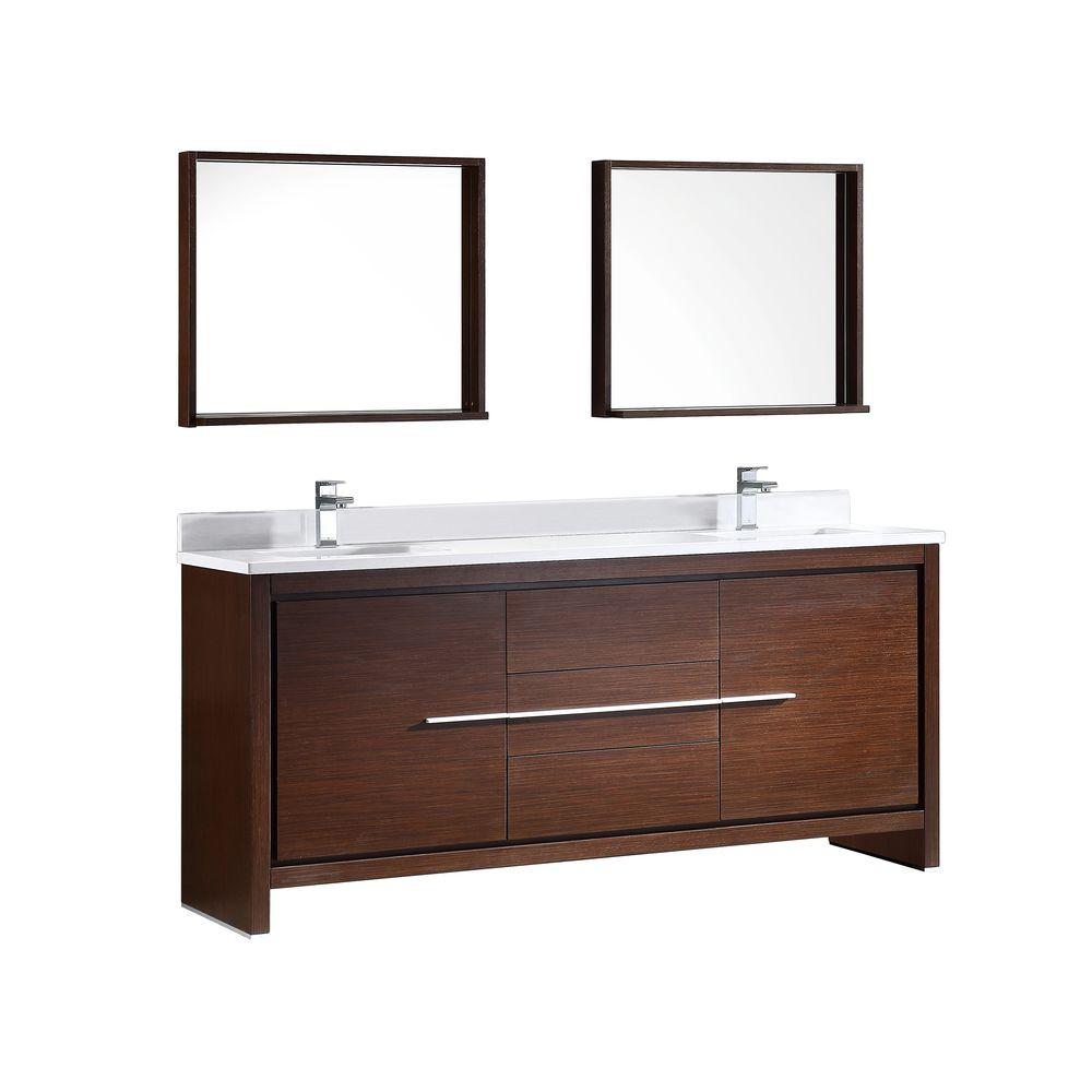 Fresca Double Vanity Wenge Mirror Bathroom Furniture Sets