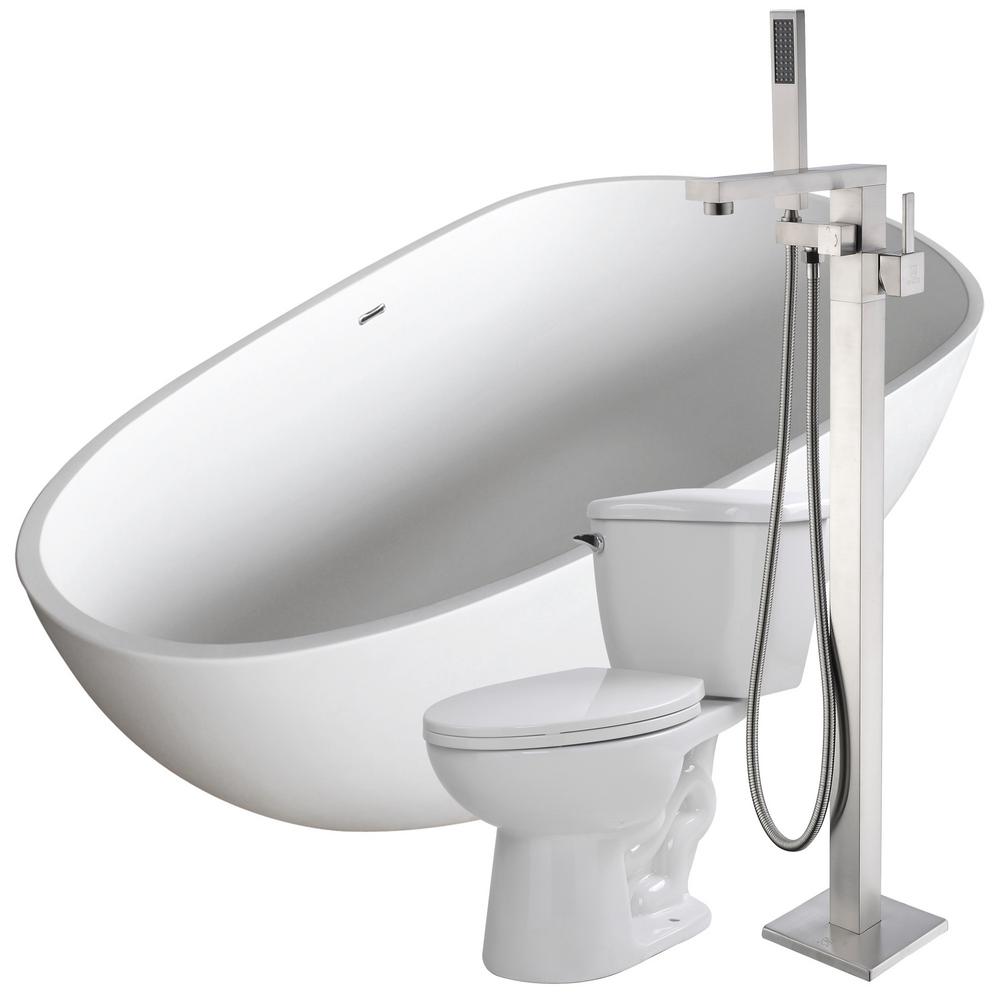 Anzzi Flatbottom Bathtub Khone Faucet Toilet Matte Bathtubs
