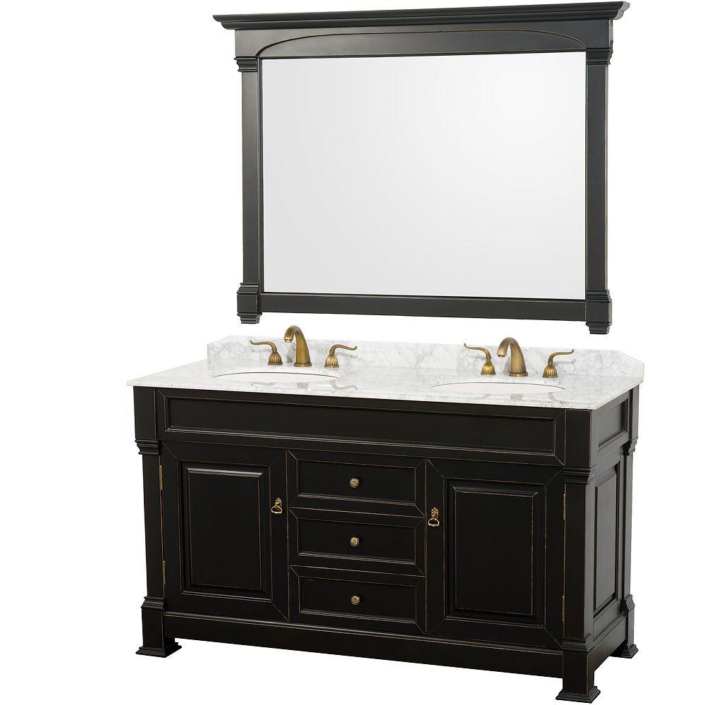 Wyndham Vanity Double Basin Marble Top Mirror Bathroom Furniture Sets