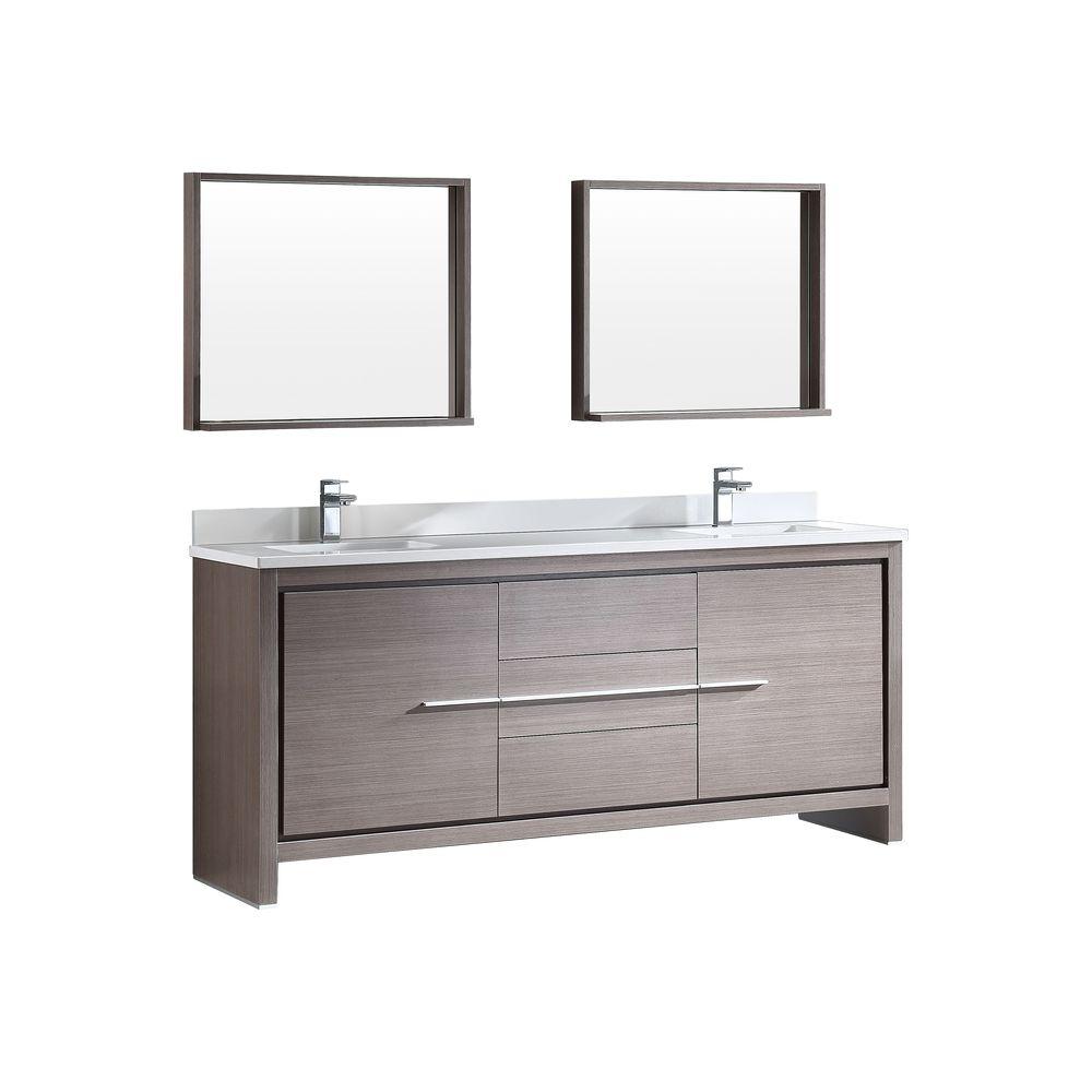 Fresca Double Vanity Oak Mirror Bathroom Furniture Sets