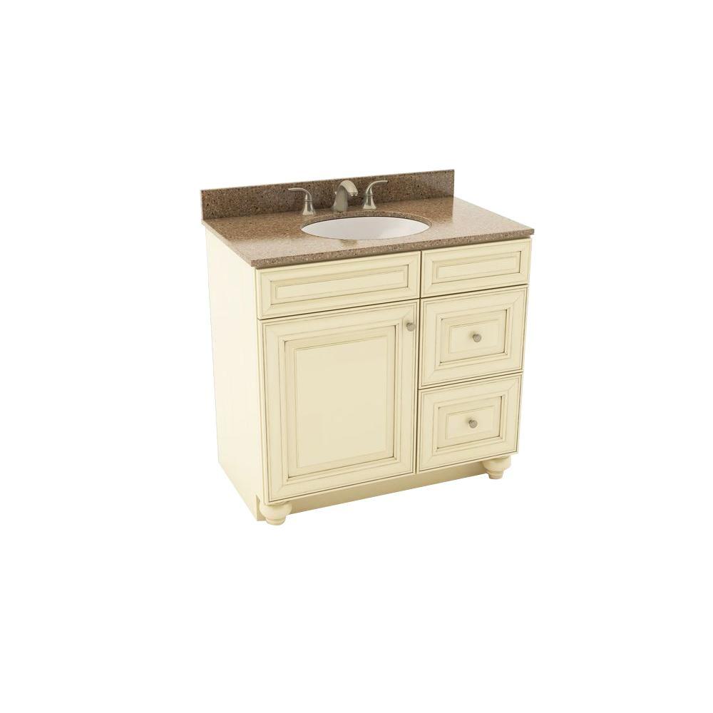 American Woodmark Vanity Hazelnut Right Drawer Oval Sink Bathroom Vanities