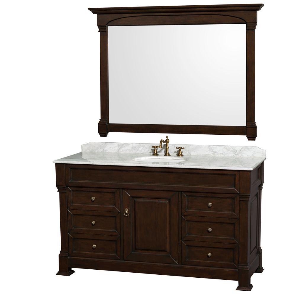 Wyndham Vanity Cherry Marble Top Porcelain Sink Mirror Bathroom Furniture Sets