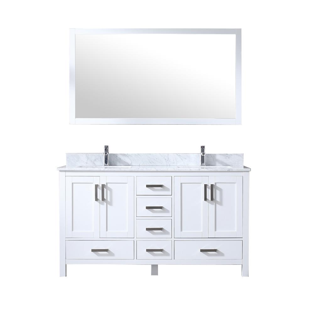 Lexora Double Bath Vanity Marble Top Square Sink Mirror 5171