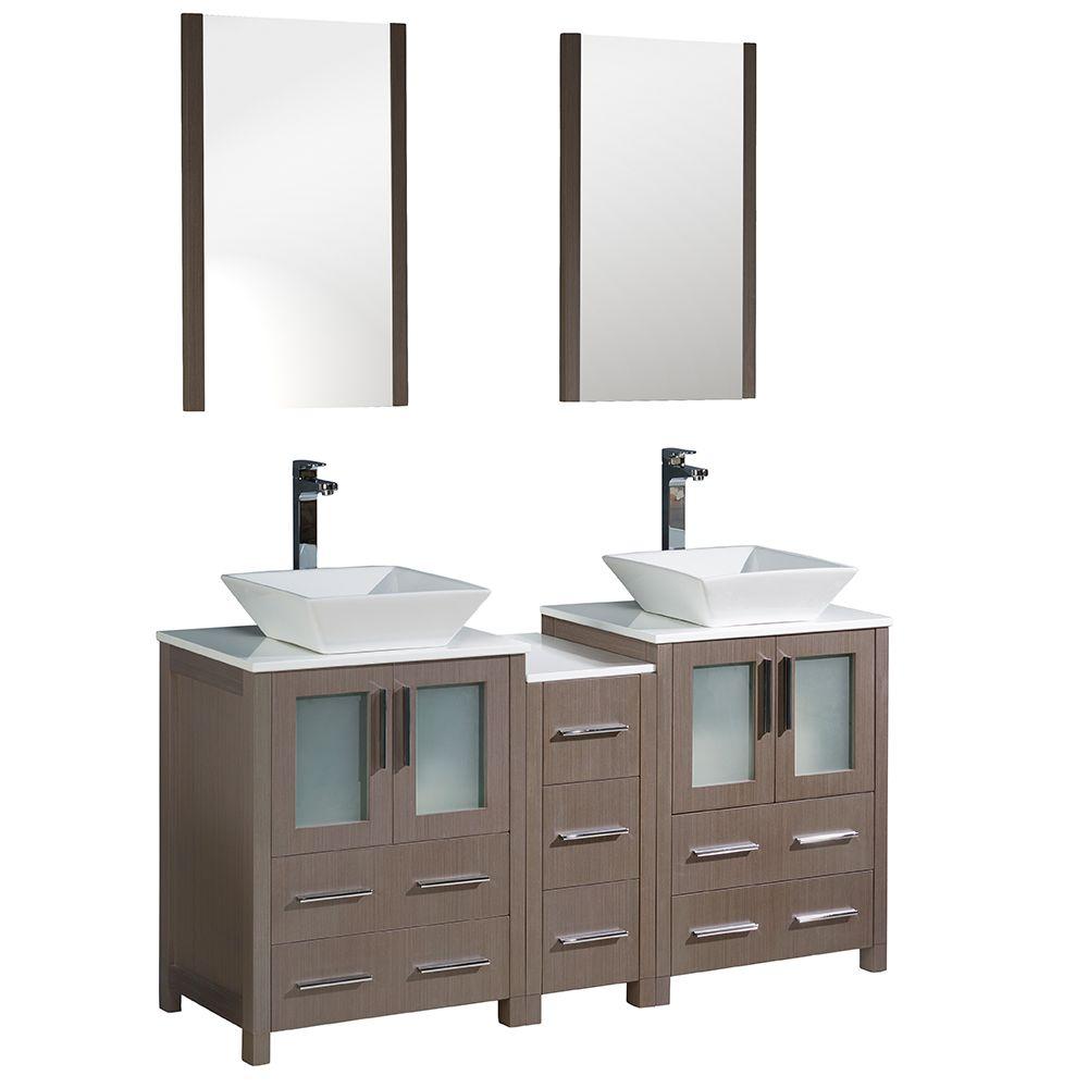 Fresca Double Vanity Oak Basin Mirrors Bathroom Furniture Sets
