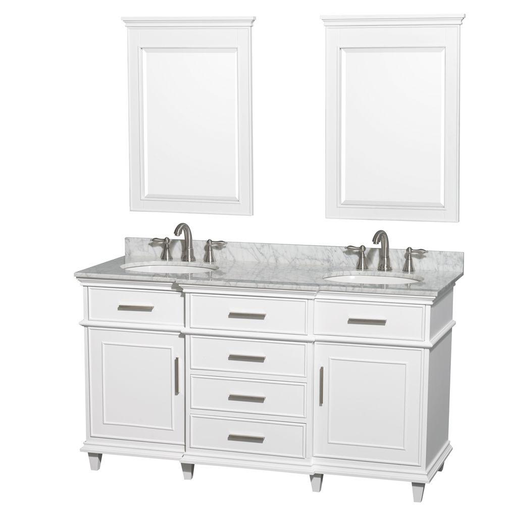 Wyndham Double Vanity Marble Top Oval Sink Mirrors Bathroom Furniture Sets