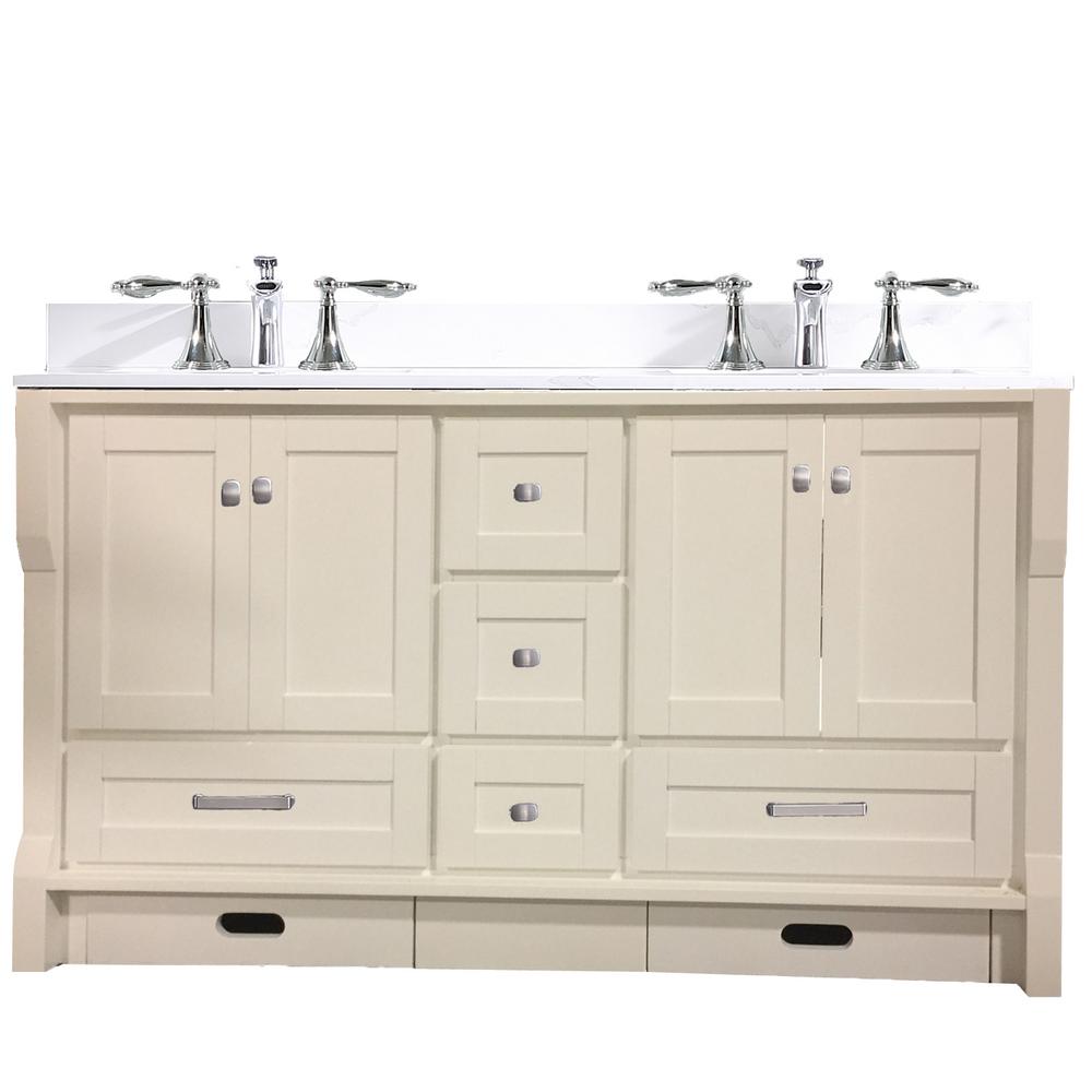 Eviva Double Sink Vanity Marble Countertop Bathroom Vanities