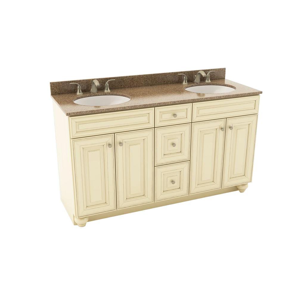 American Woodmark Vanity Hazelnut Oval Double Sink 484