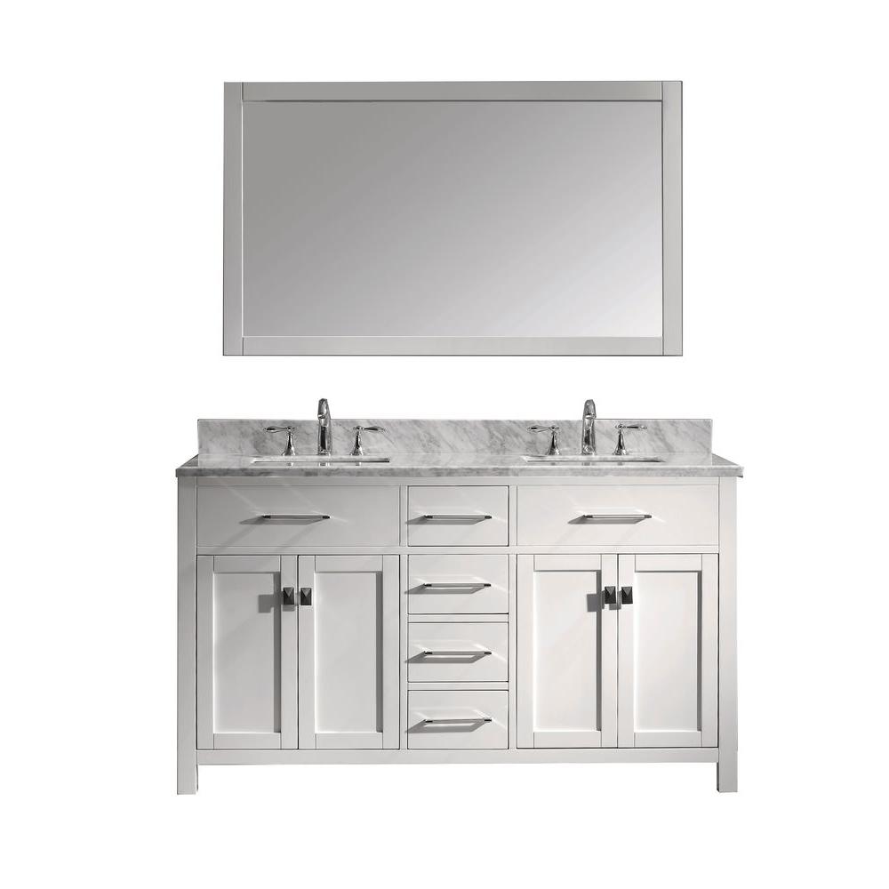 Virtu Usa Bath Vanity Marble Top Square Basin Mirror Faucet 7321