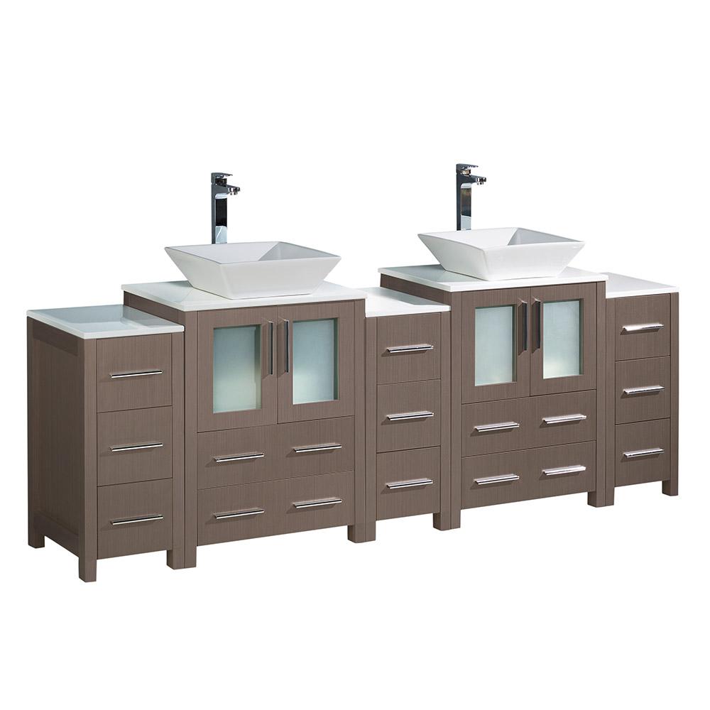 Fresca Double Vanity Oak Basin Side Cabinets Bathroom Vanities