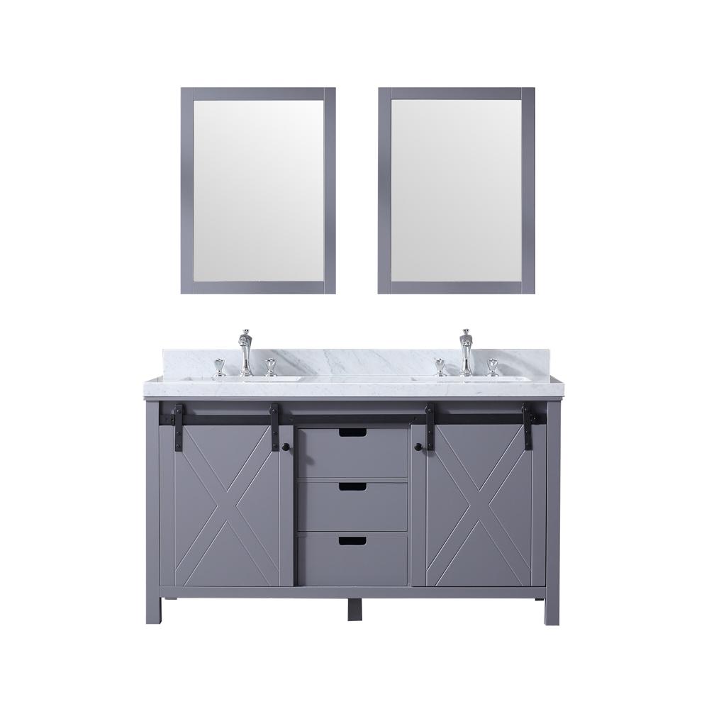 Lexora Double Bath Vanity Marble Top Square Sink Mirrors Bathroom Furniture Sets