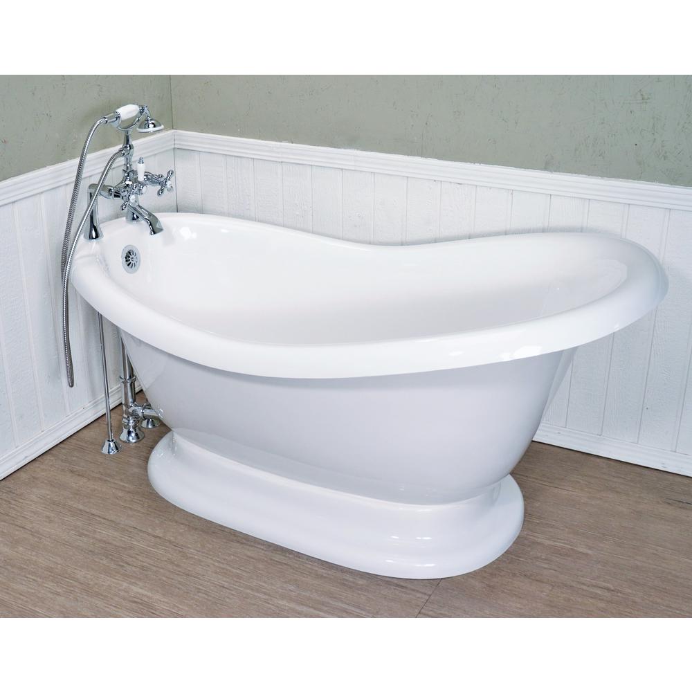 American Bath Factory Pedestal Flatbottom Bathtub Faucet Chrome Chrome Bathtubs