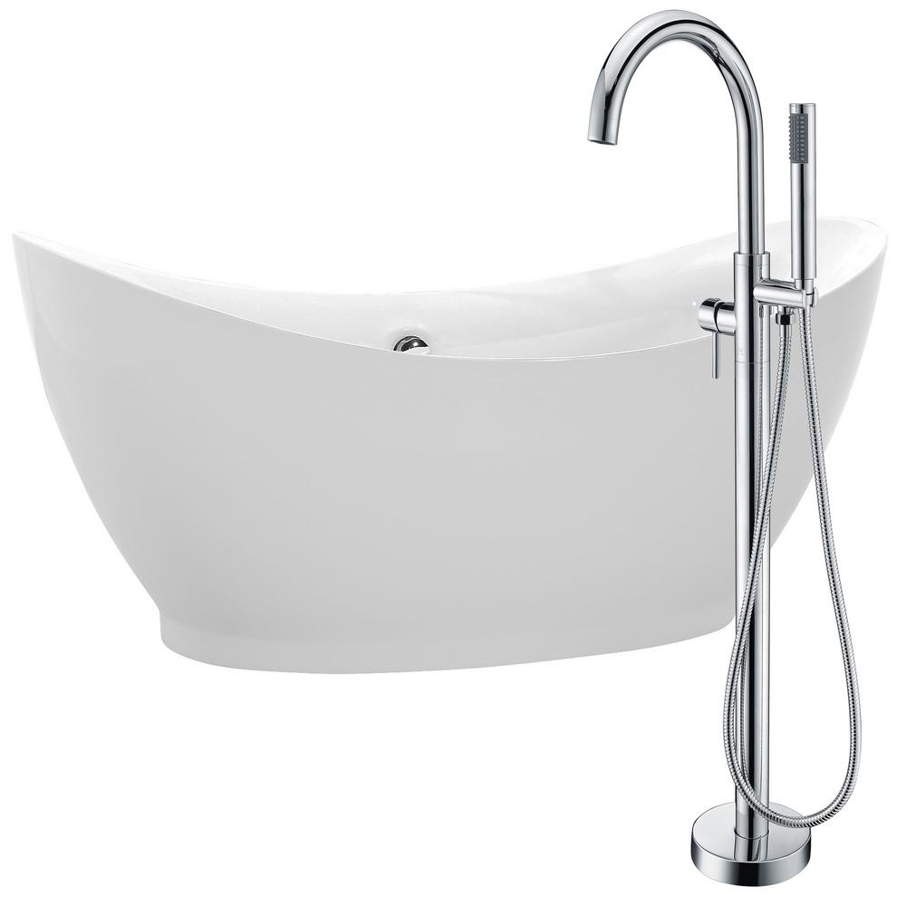 Anzzi Flatbottom Bathtub Faucet Chrome 10619