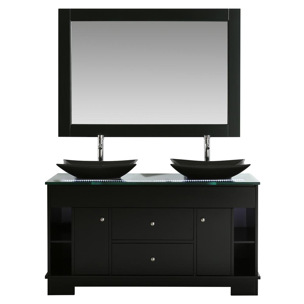 Design Element Double Vanity Top Basin Mirror Bathroom Furniture Sets