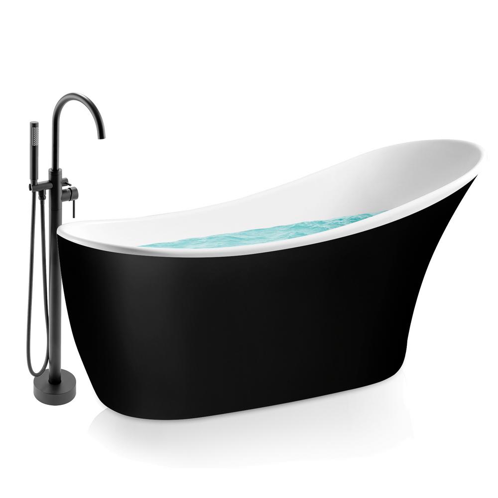 Akdy Flatbottom Freestanding Bathtub Tub Filler Black 7455