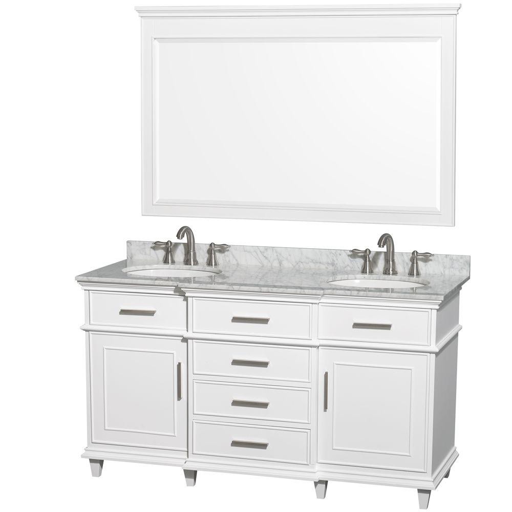 Wyndham Double Vanity Marble Top Oval Sink Mirror Bathroom Furniture Sets