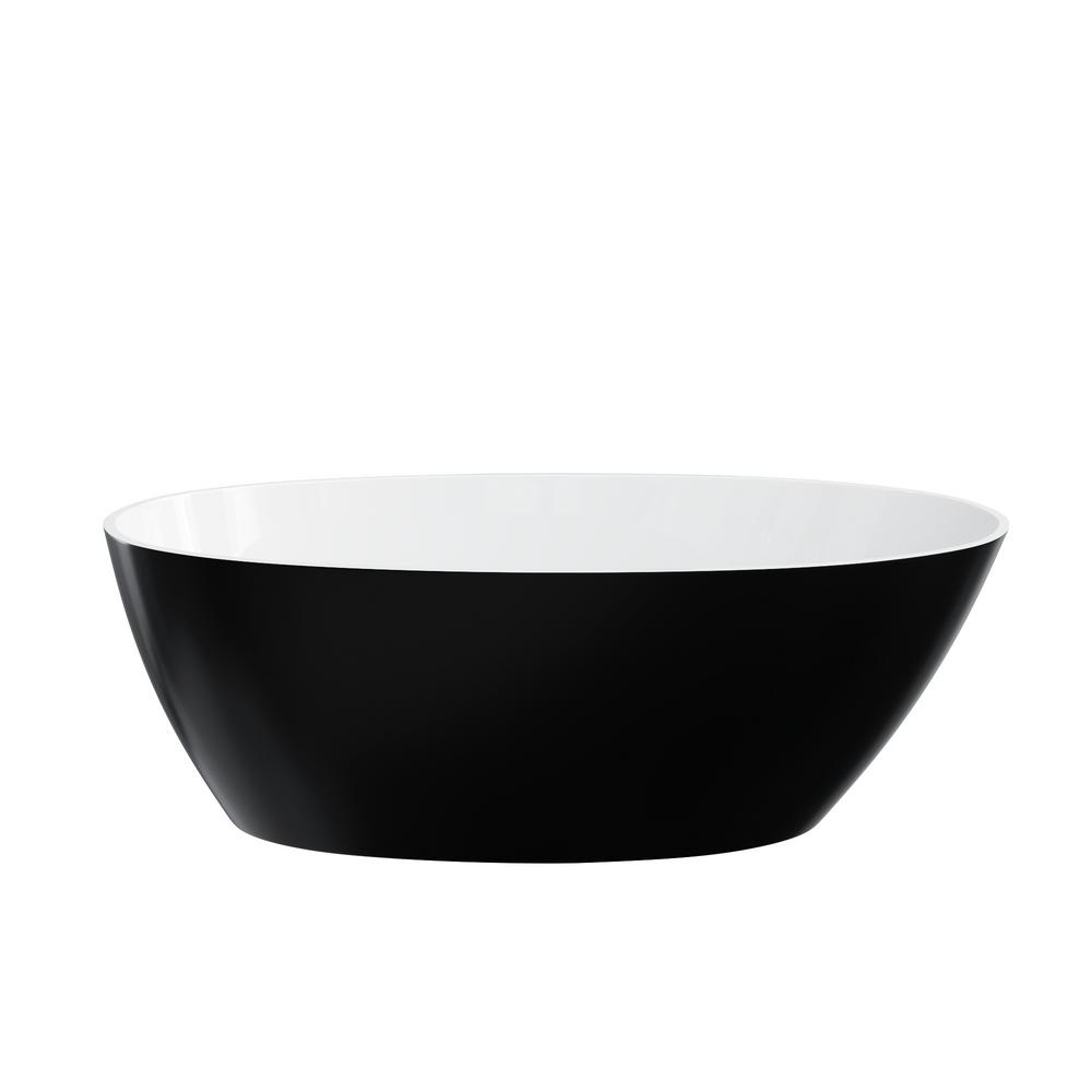 Casainc Oval Oblique Flatbottom Bathtub Black Tubs