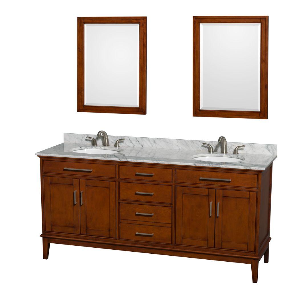 Wyndham Double Vanity Light Chestnut Marble Top Sink Mirrors Bathroom Furniture Sets