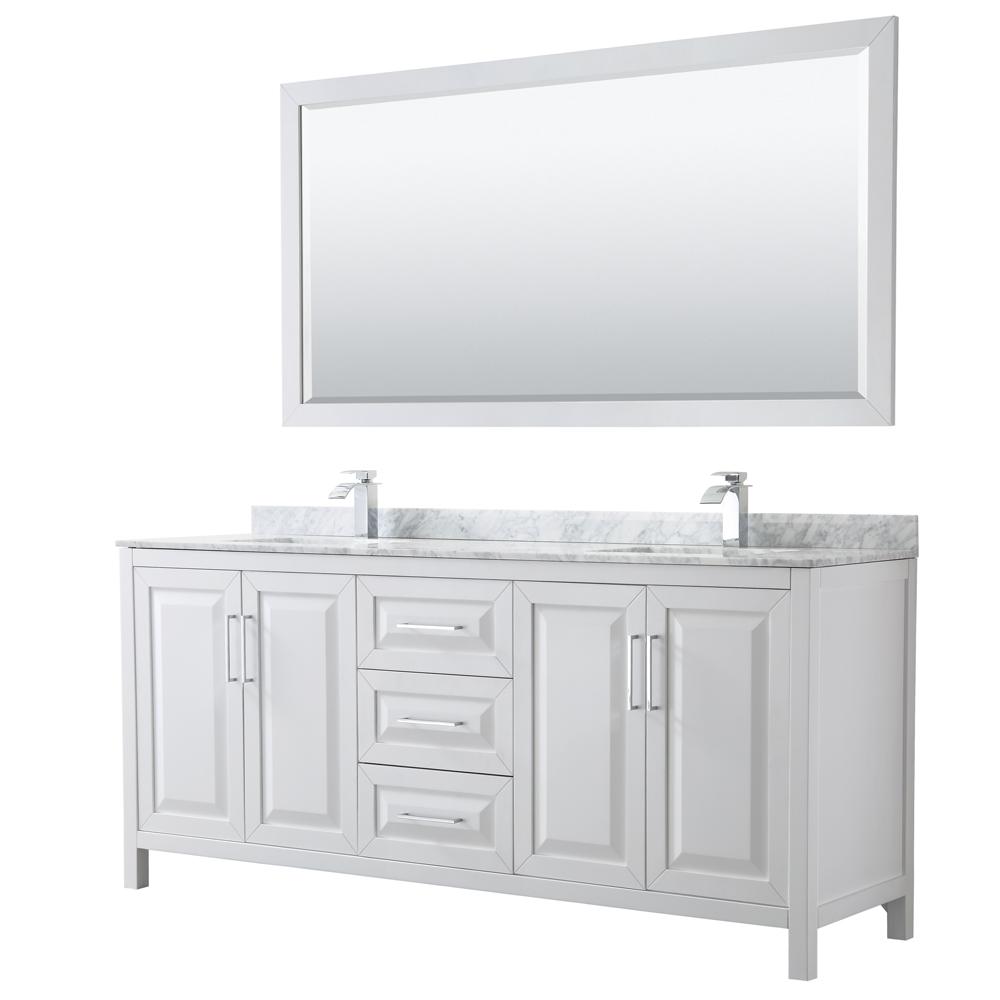 Wyndham Double Bathroom Vanity Marble Top Mirror 6689