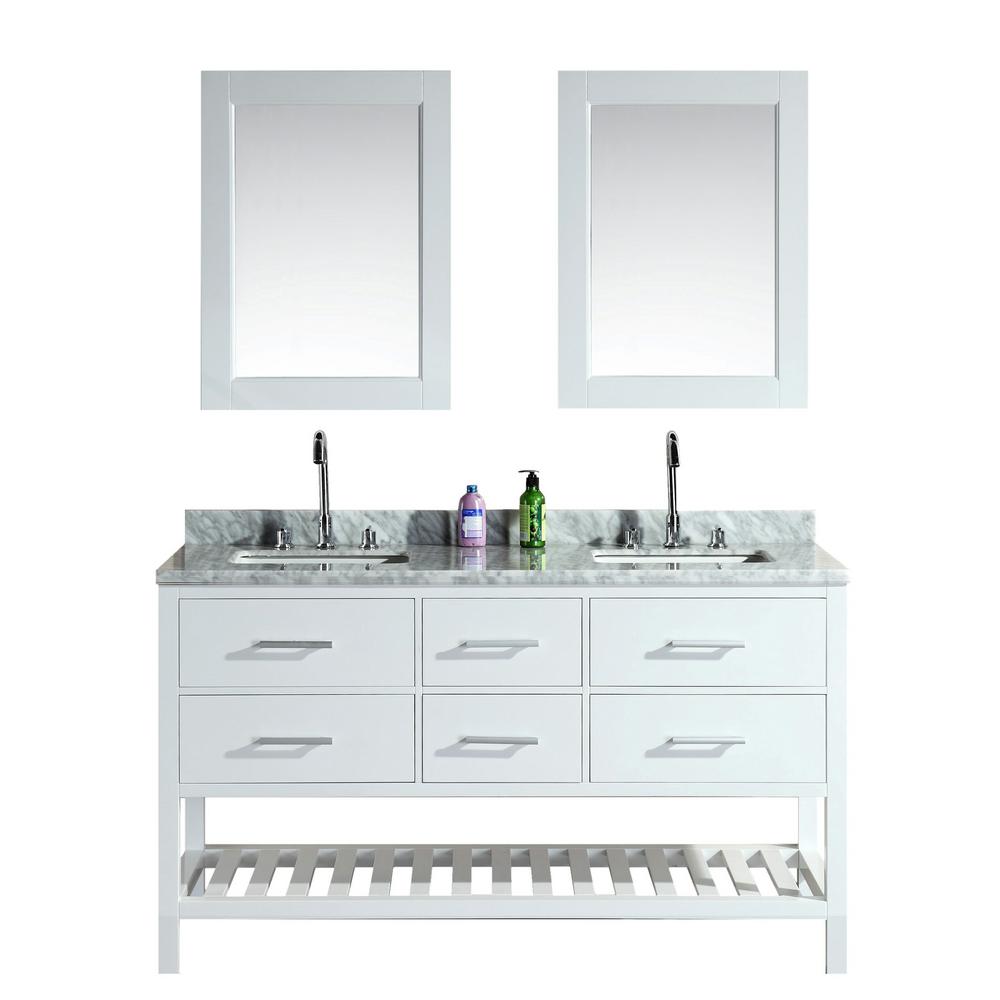 Design Element Double Vanity Marble Top Mirror Bathroom Vanities