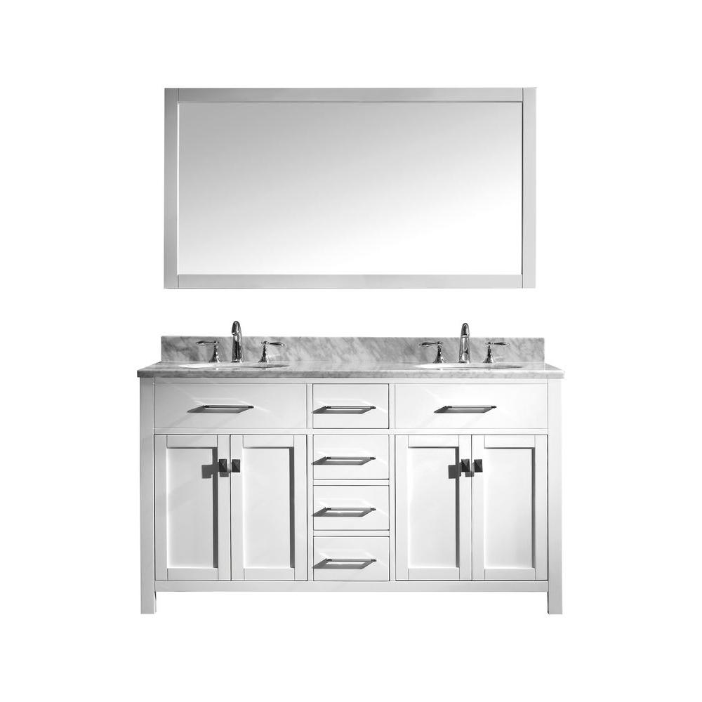 Virtu Usa Bath Vanity Marble Top Round Basin Mirror Faucet Bathroom Furniture Sets