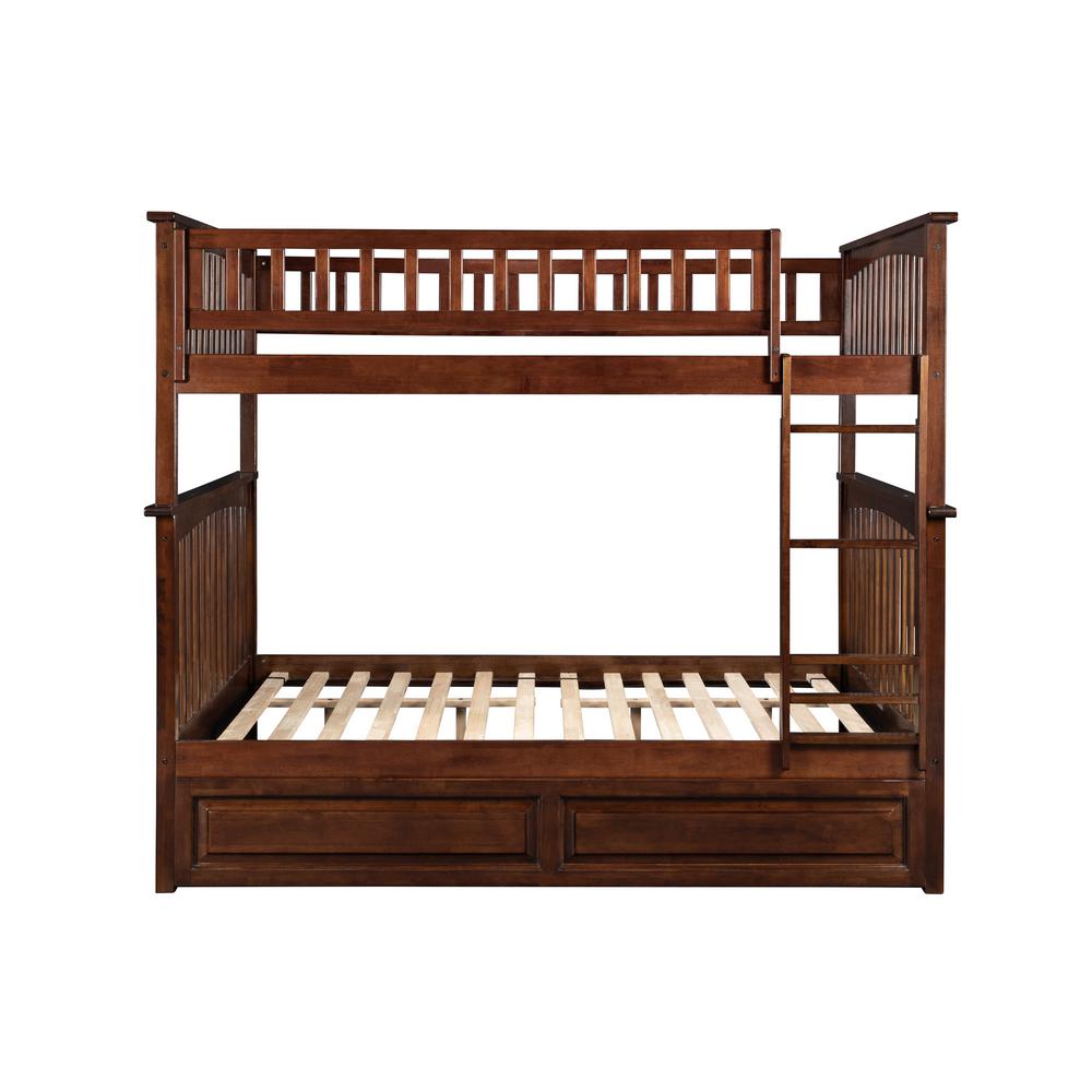 Atlantic Furniture Bunk Bed Twin Panel Trundle Bed Walnut Brown 16506