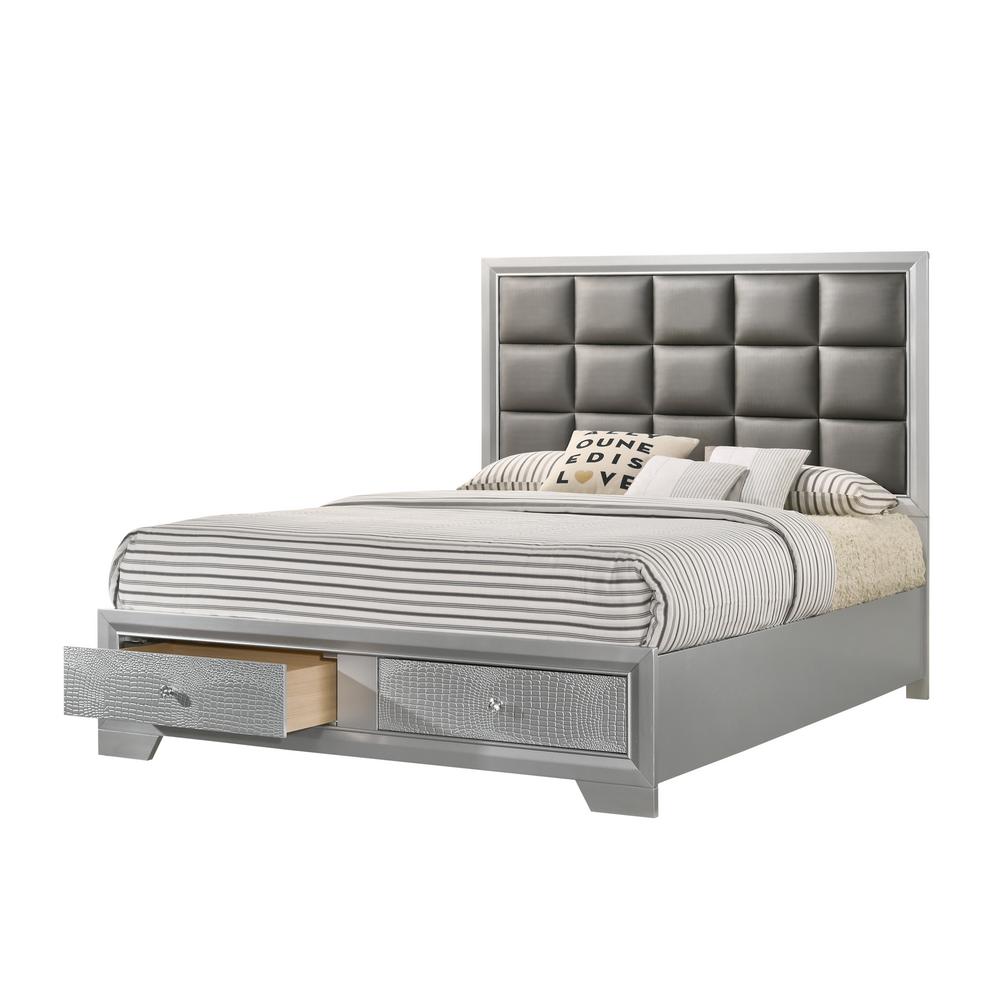 Home Source Upholstered Queen Platform Bed Bedroom Furniture