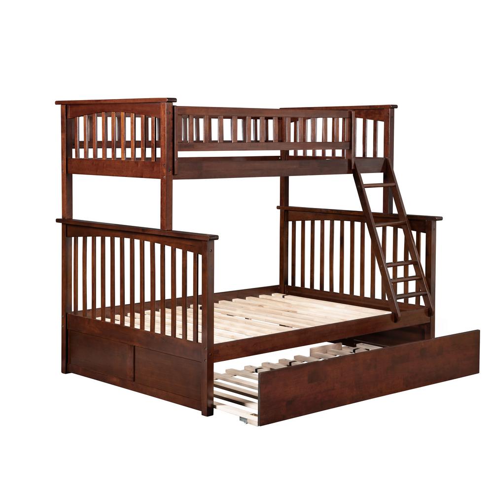 Atlantic Furniture Bunk Bed Twin Trundle Bed Walnut Brown Beds Bed Frames