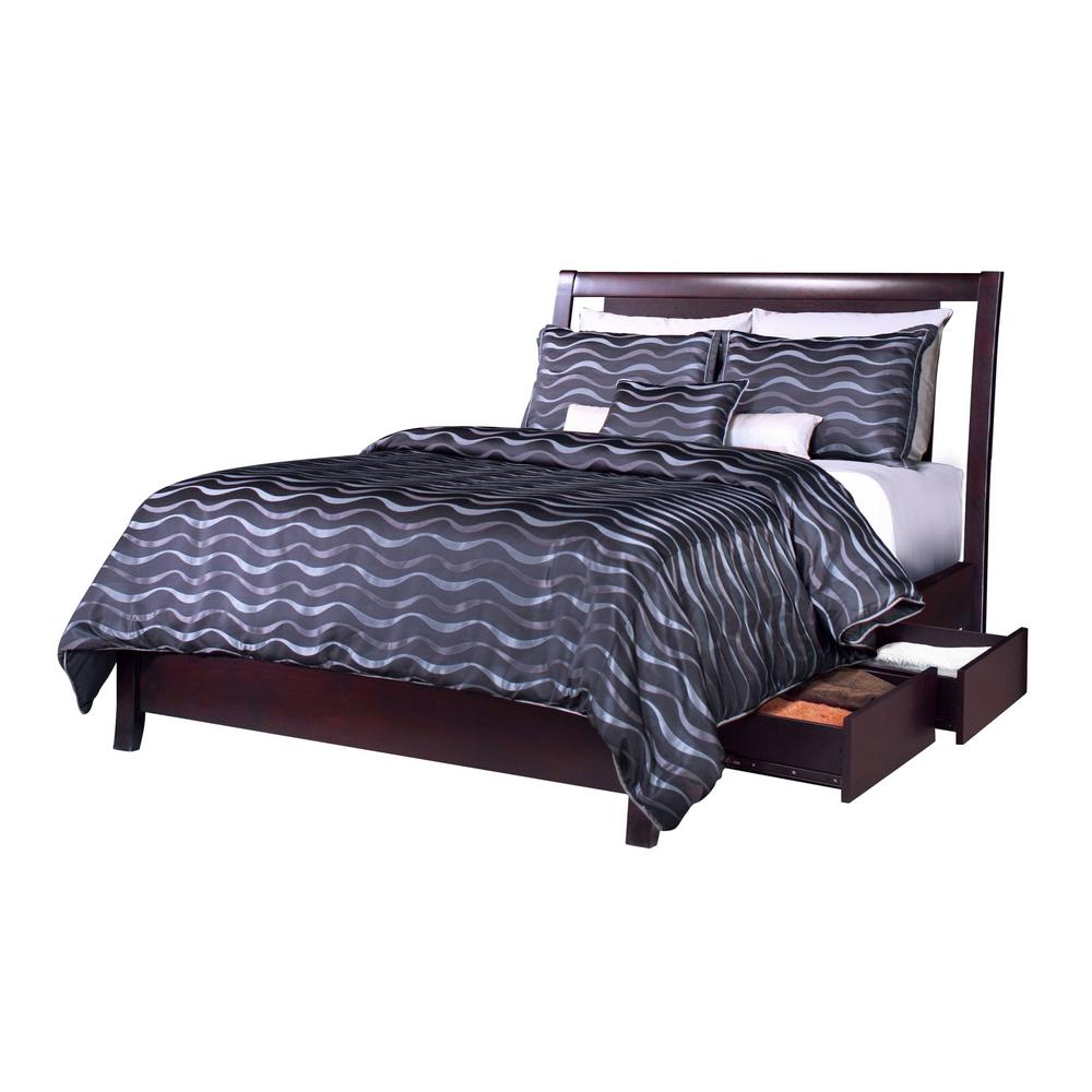 Modus Furniture Wood Storage Bed Drawer Brown 777