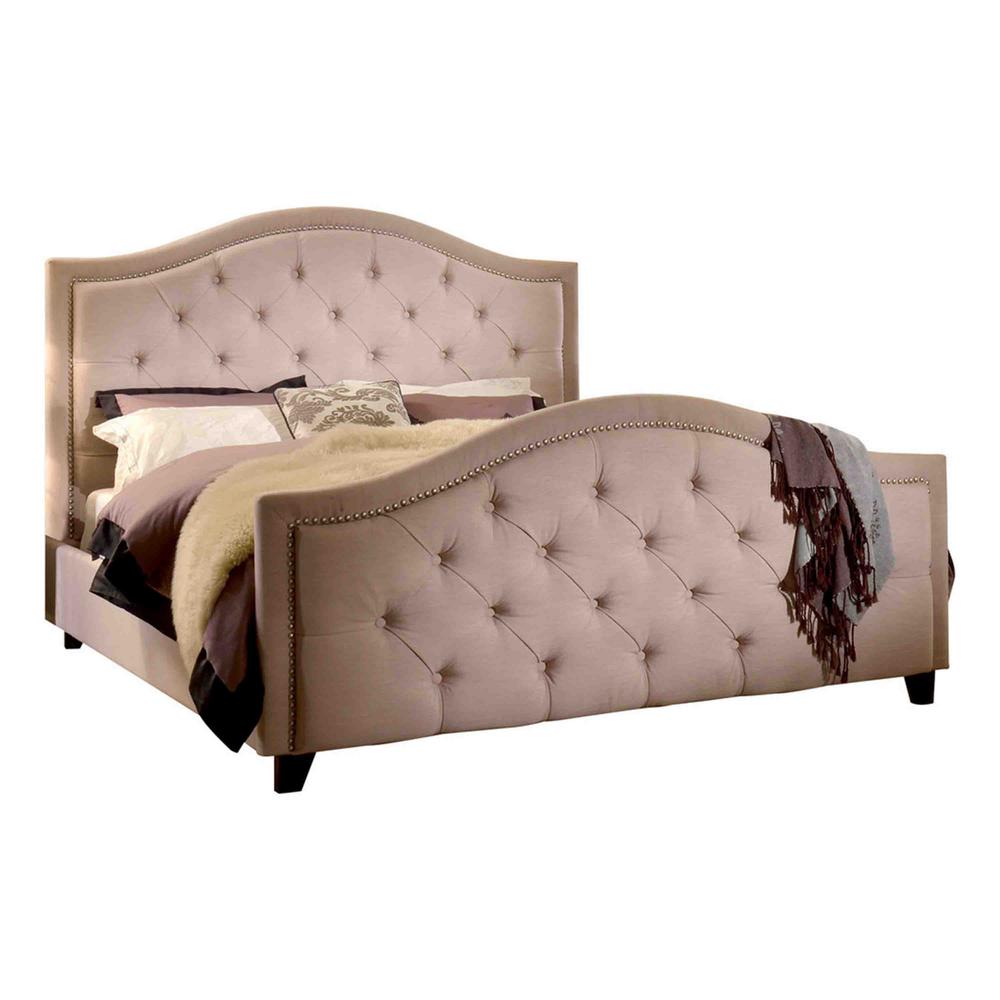 Best Master Furniture Upholstered Velvet Panel Bed Brown 828