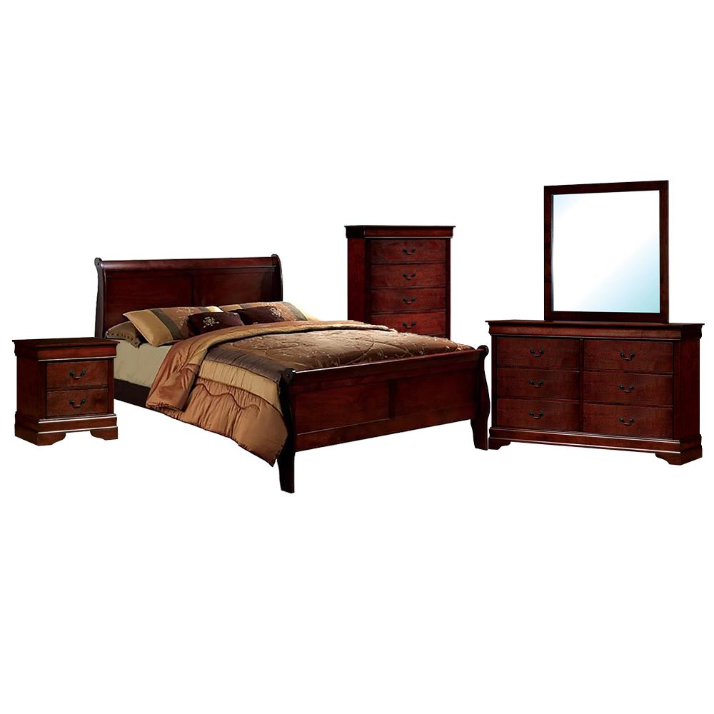 Williams Cherry Queen Bed Set Chest Red Bedroom Furniture