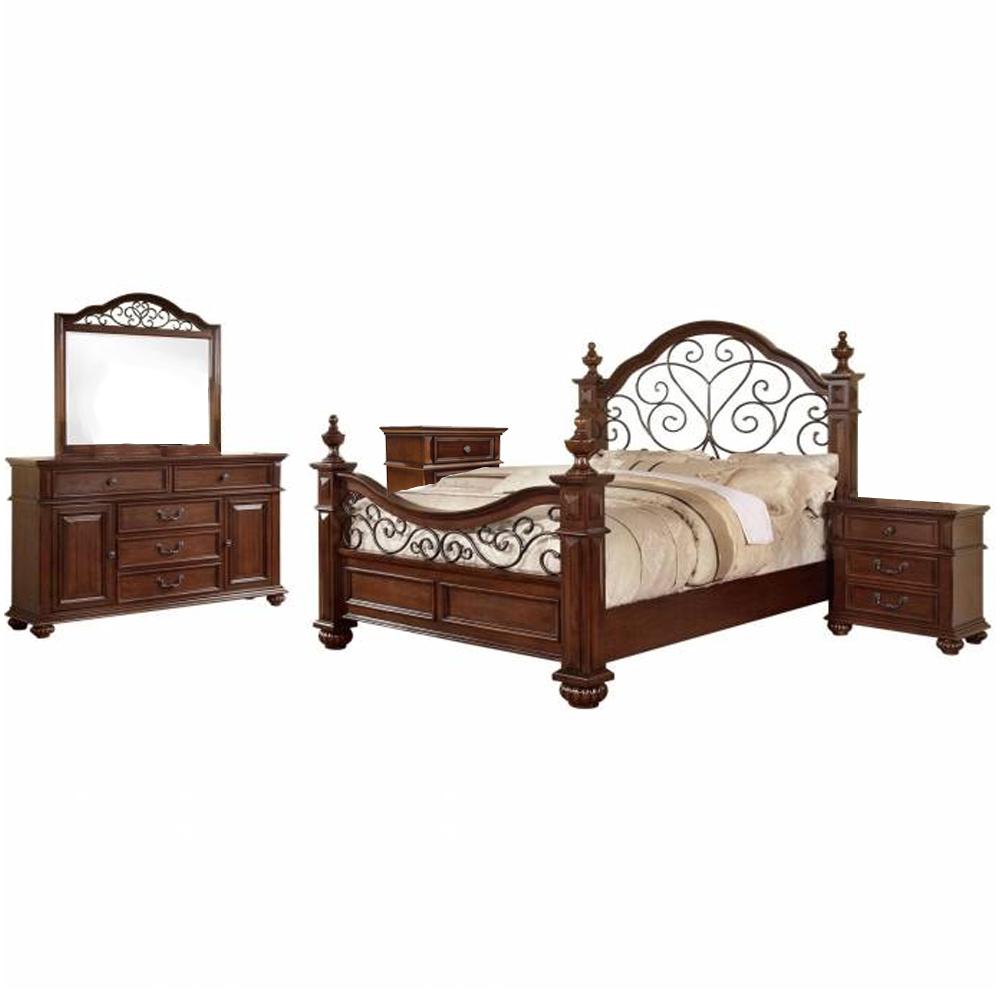 Williams Queen Bed Nightst Oak Brown Bedroom Furniture