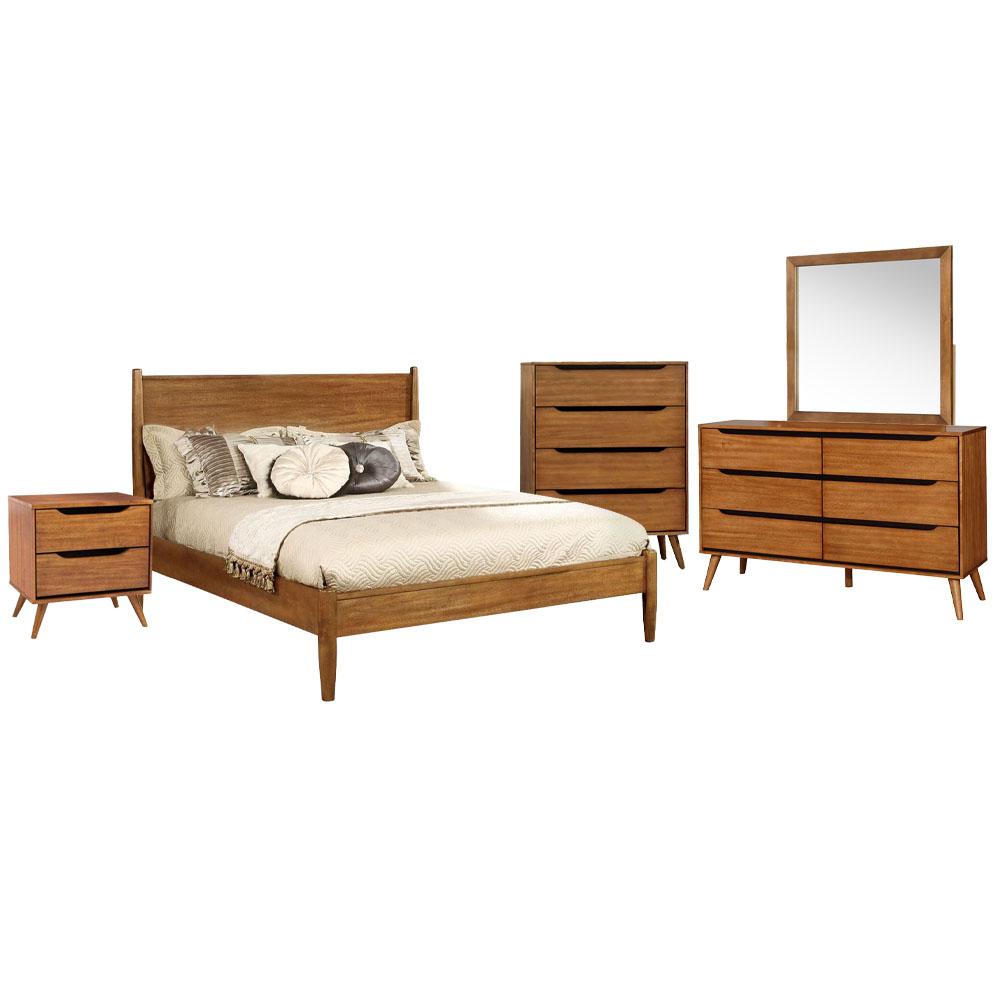 Williams Home Furnishing Oak Queen Bed Set Chest Brown