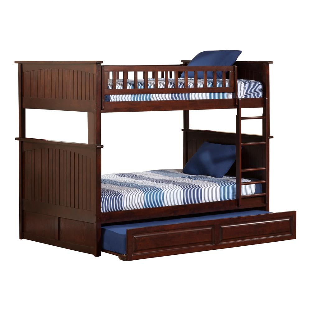 Atlantic Furniture Walnut Bunk Bed Twin Panel Trundle Bed Brown 534