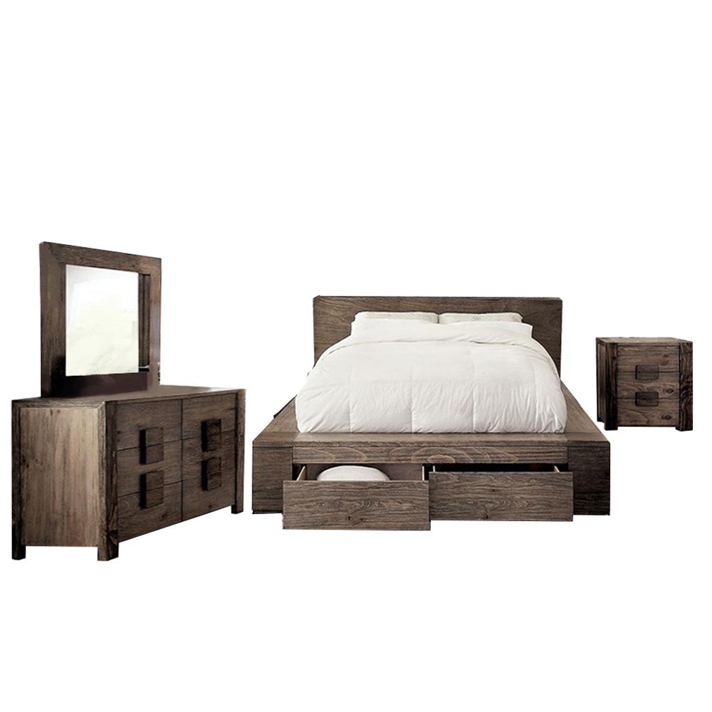 Williams Queen Bed Set Footboard Drawer Tone Bedroom Furniture