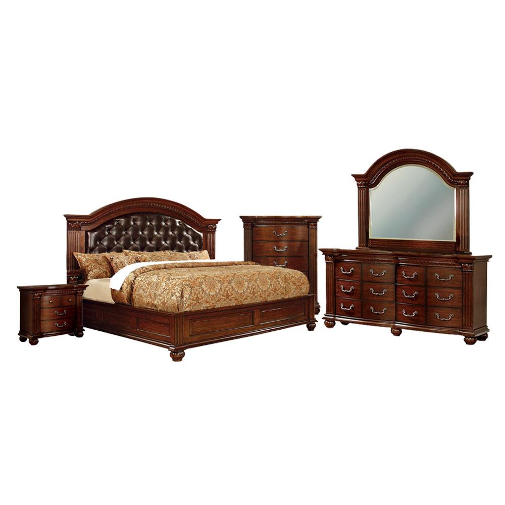 Williams Queen Bed Set Headboard Chest Cherry Red
