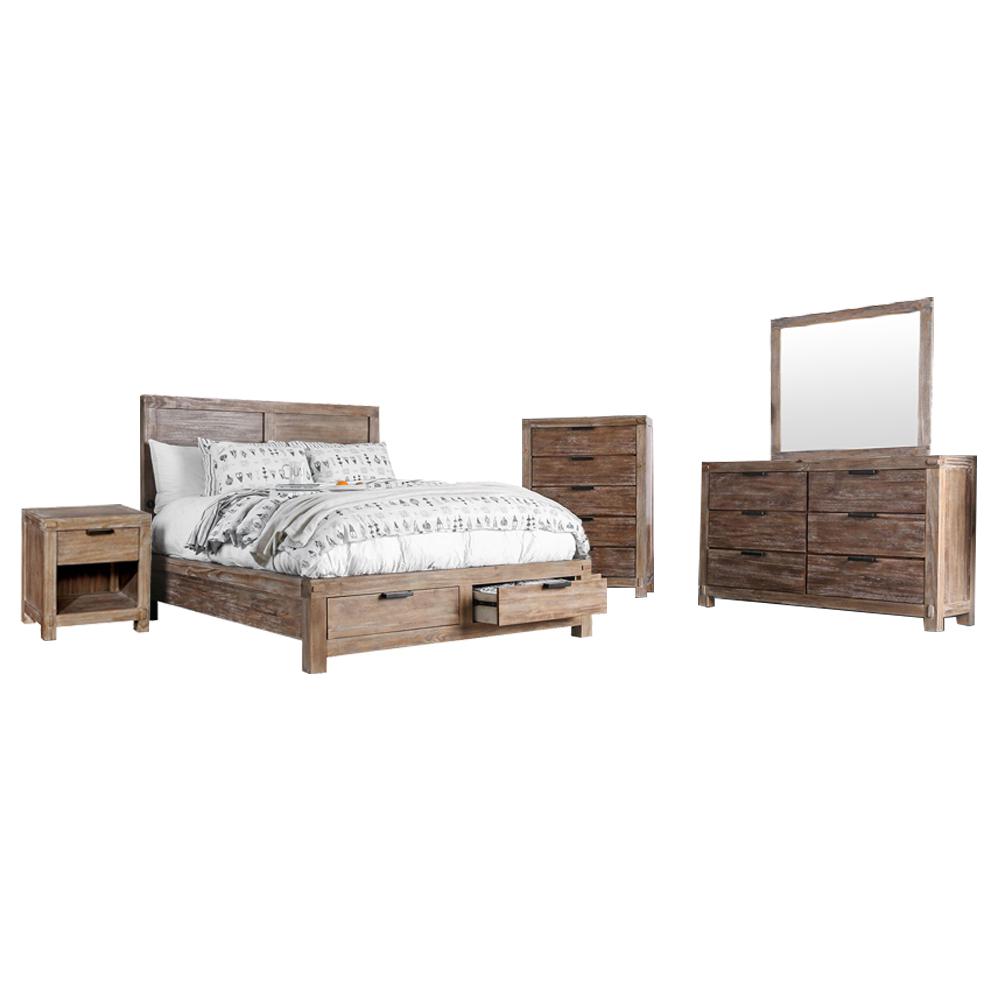 Williams Light Oak Queen Bed Chest Bedroom Furniture