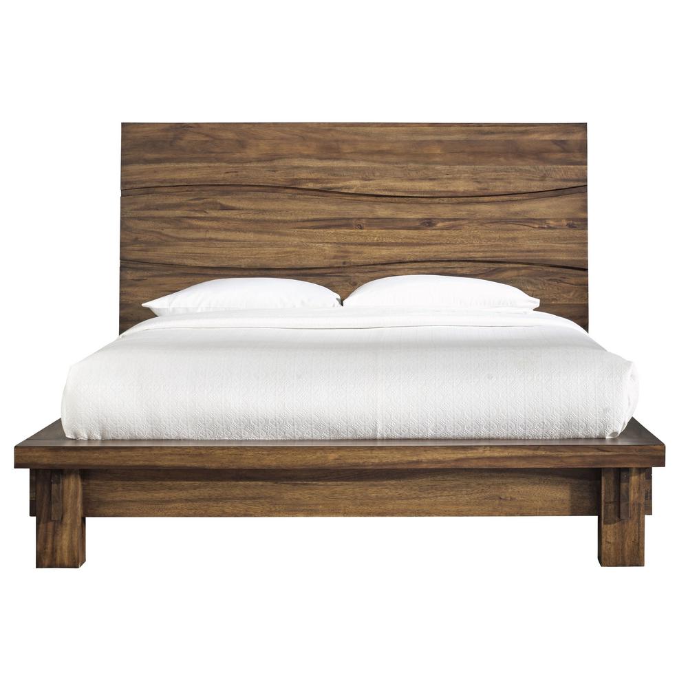 Modus Furniture Wood Headboard Sengon Platform Bed 528