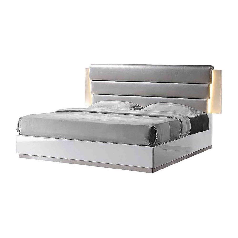 Best Master Furniture Lacquer Platform Bed Grey 387