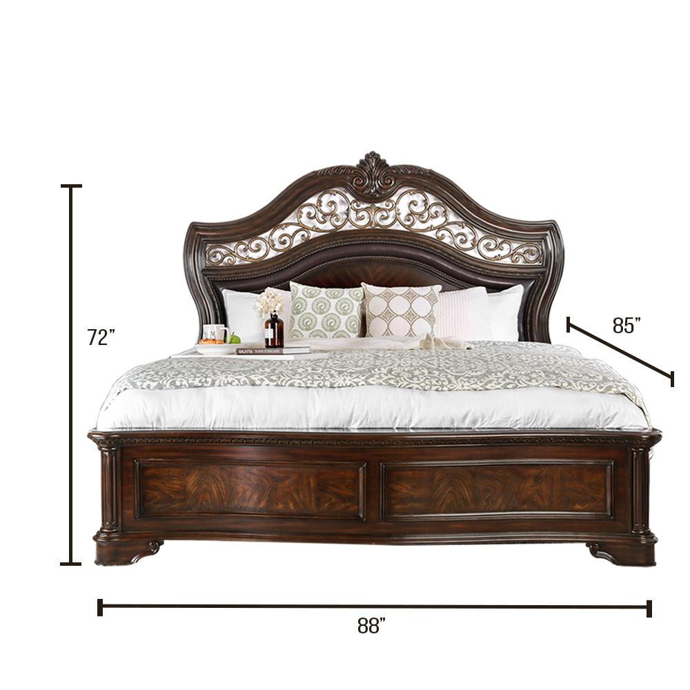 Williams Home Furnishing Bed Upholstered Headboard Bed Cherry