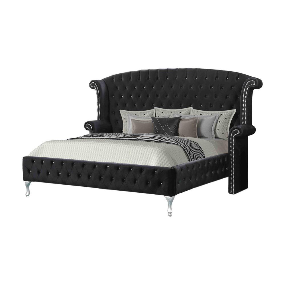 Best Master Furniture Queen Velvet Crystal Stud Bed 453