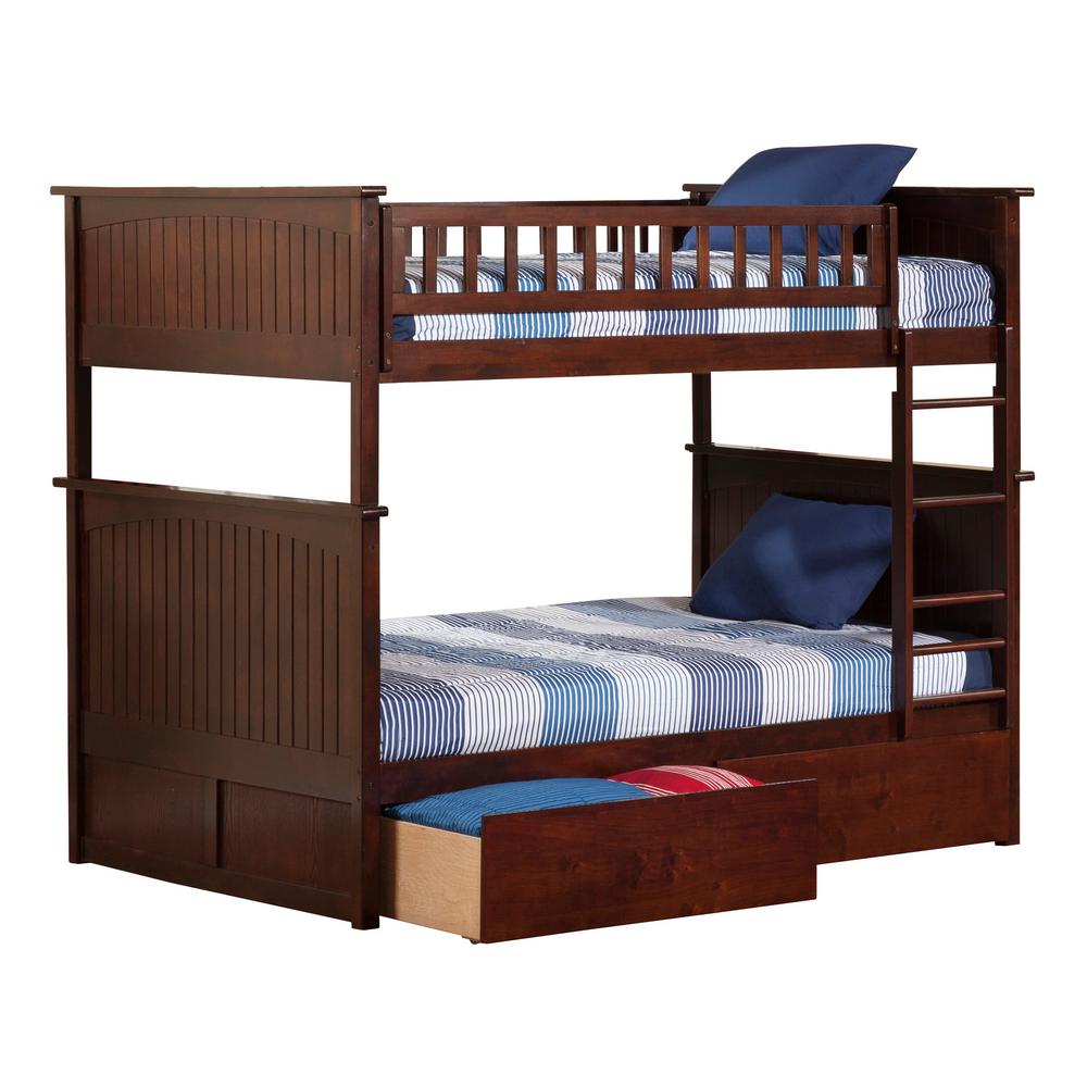 Atlantic Furniture Bunk Bed Drawer Walnut Brown Beds Bed Frames