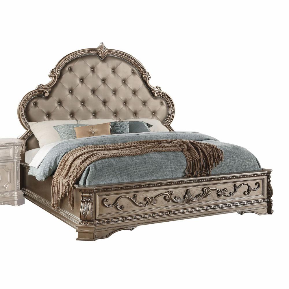 Homeroots Queen Bed Storage Champagne Beds Bed Frames