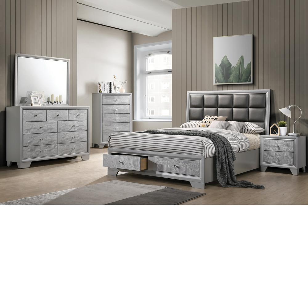 Home Source Queen Platform Bedroom Set Silver 155