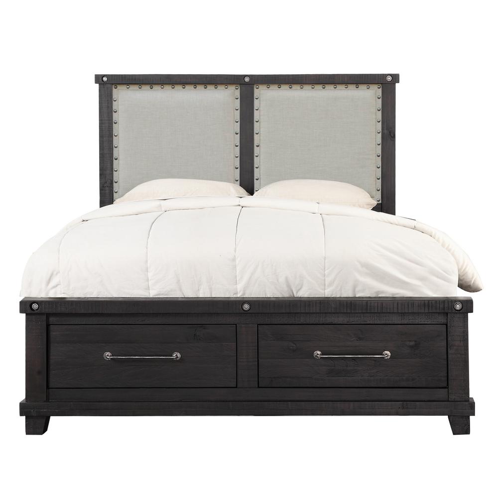 Modus Furniture Wood Upholstered Headboard Cafe Queen Storage Bed 406
