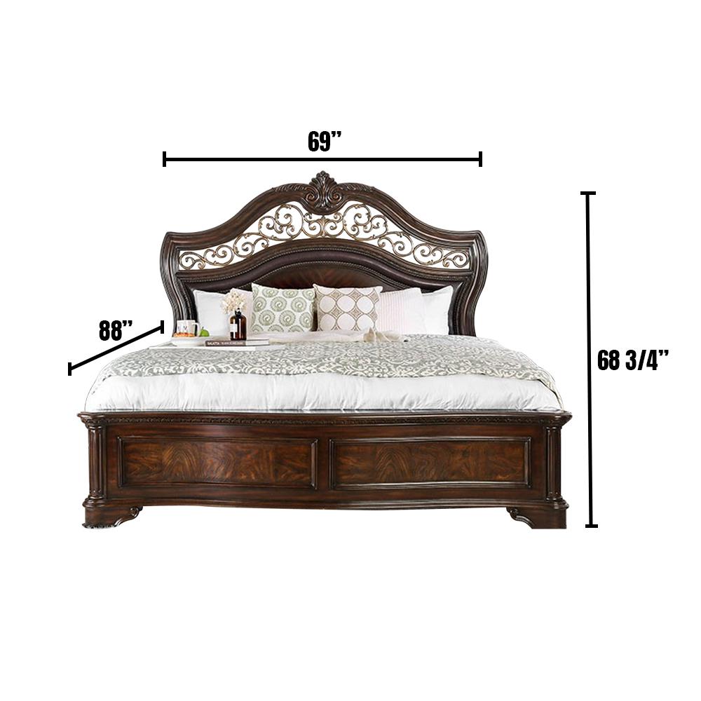 Williams Queen Bed Upholstered Headboard Bed Cherry Bedroom Furniture