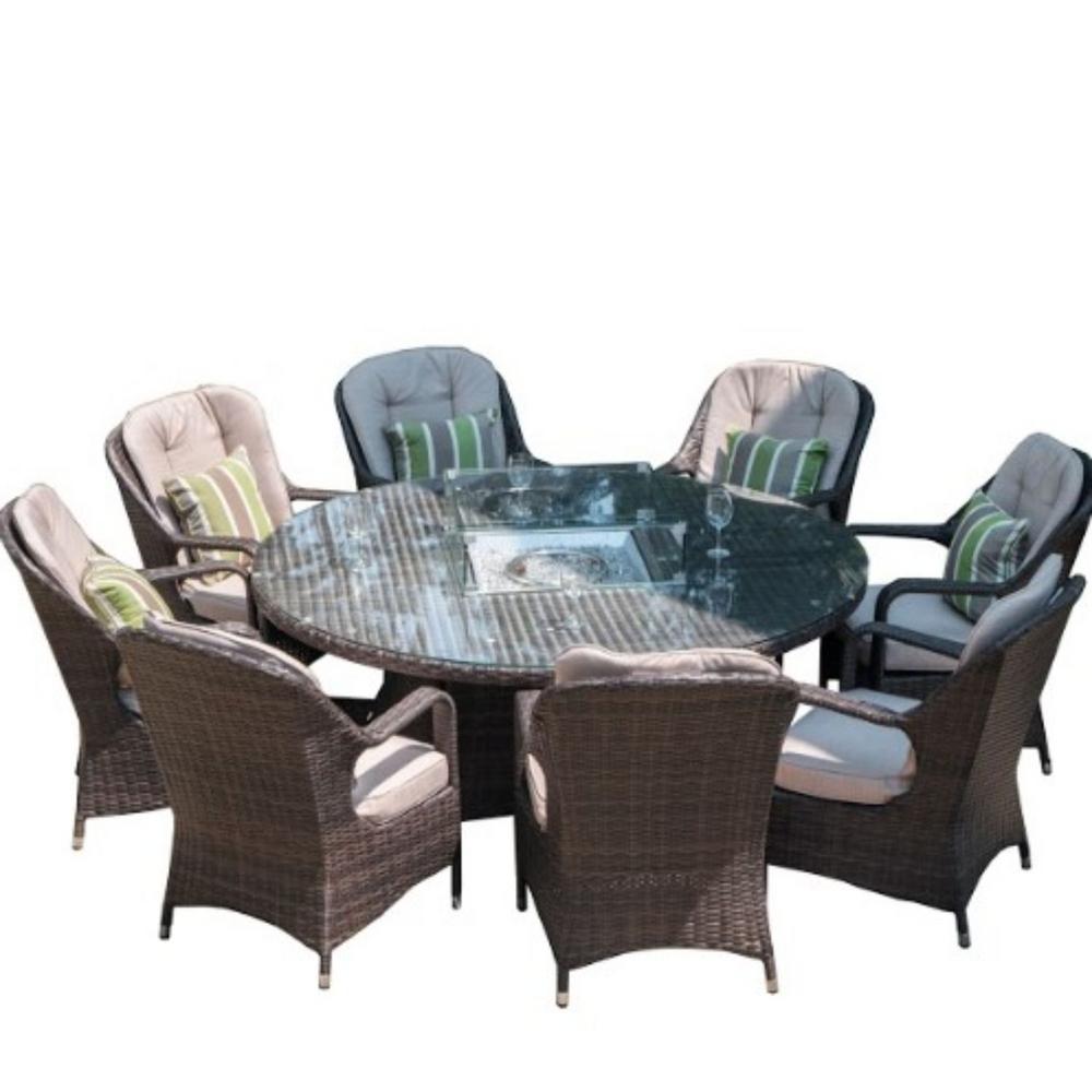 Homeroots Round Outdoor Pit Table Chairs