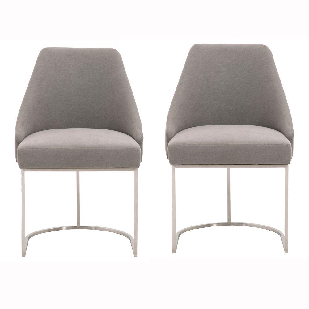 Benjara Upholstered Chair Wide Curved Backrest Kitchen Dining Room Chairs