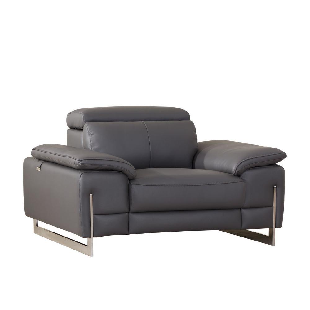 Homeroots Leather Chair Gray 273