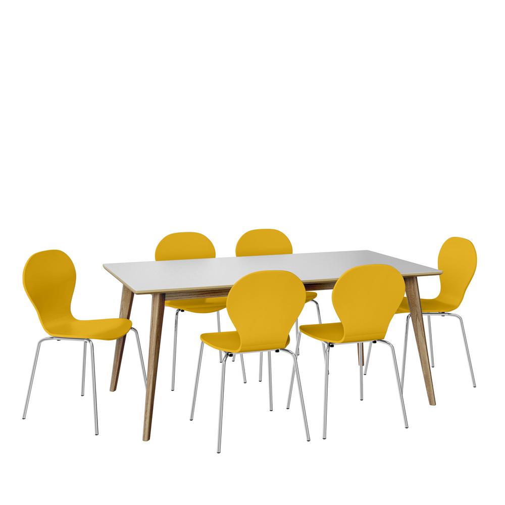 Handy Living Set Rectangular Table Yellow Chair Chrome 474