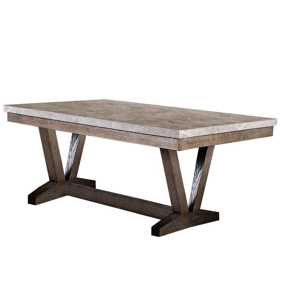 Benjara Wood Table Marble Top Kitchen Dining Room Tables